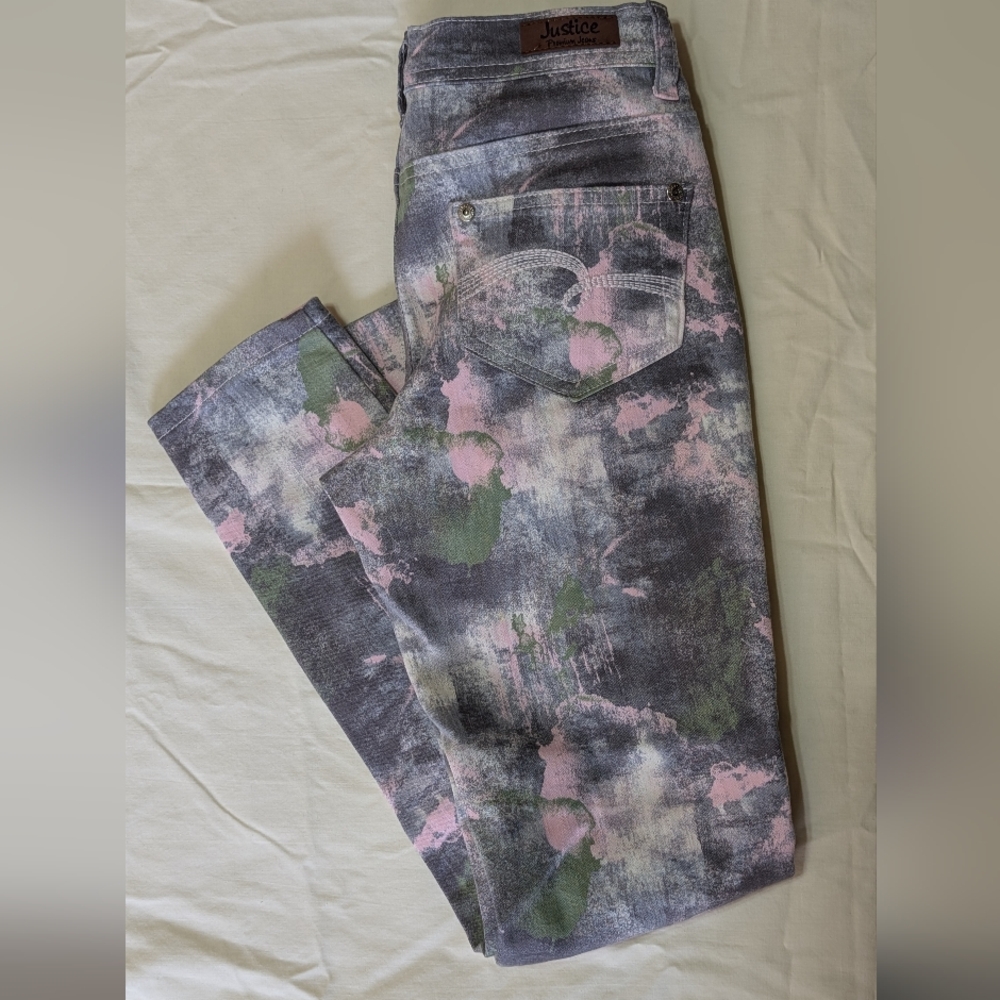 Justice Kids Tie-Dye Jeans - Pink, Green, Gray